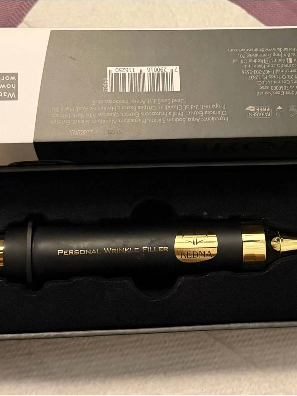 Kedma Personal Wrinkle Filler Device in Black and Gold